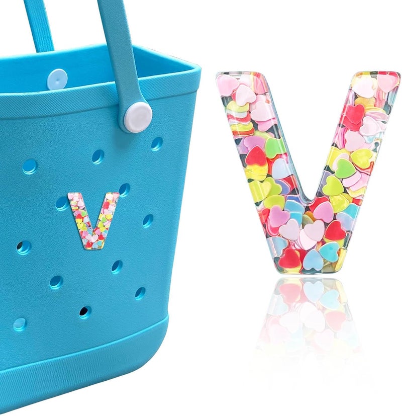 HLUWA Letter Charms for Bogg and Simply Southern Bags - Alphabet Sequin Lettering Accessories, Insert Decorative Letters for Handbag, Beach Tote - Image 1